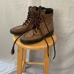 Brown hiking boots